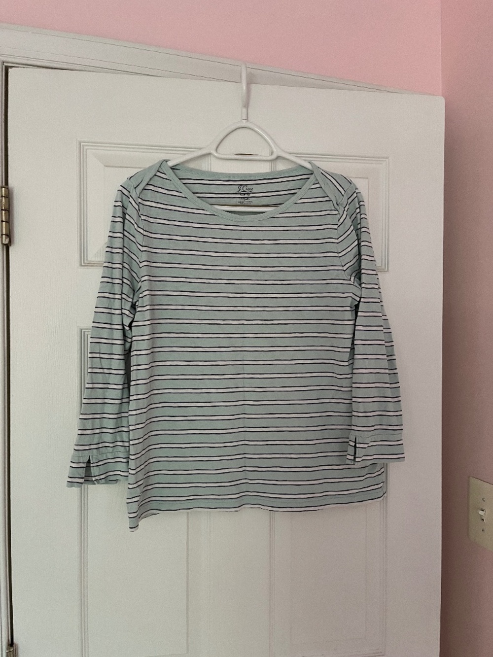 J Crew Mint Green Striped Essential Tee
